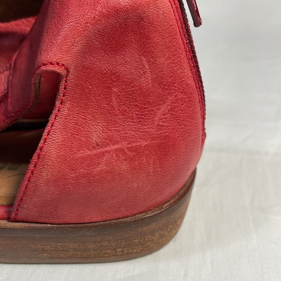 Free People Wanderlust Woven Red Leather Flats Point Toe Shoes - Picture 9 of 16